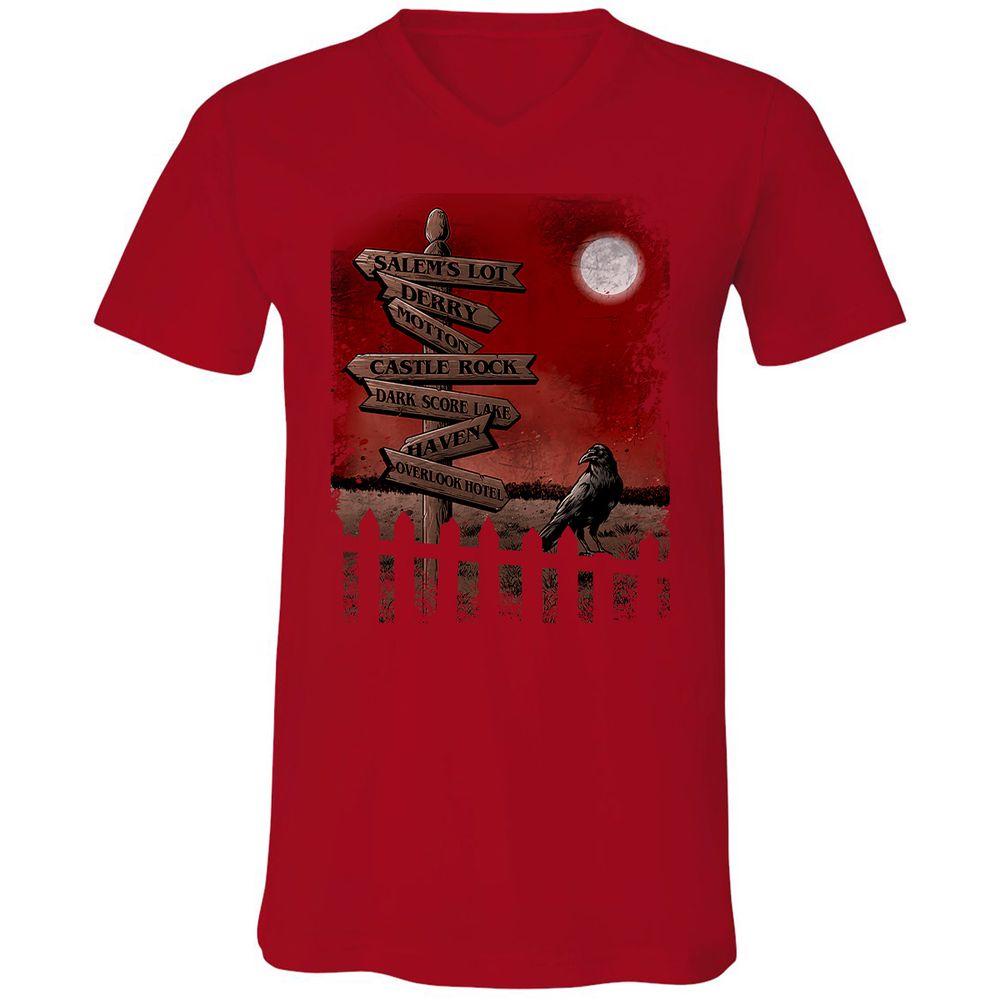 Unisex V-Neck T-Shirt - YWP7WBHF - Red - 3