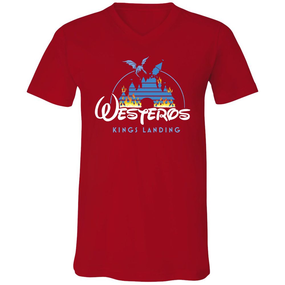 Unisex V-Neck T-Shirt - UCTALBPQ - Red - 3
