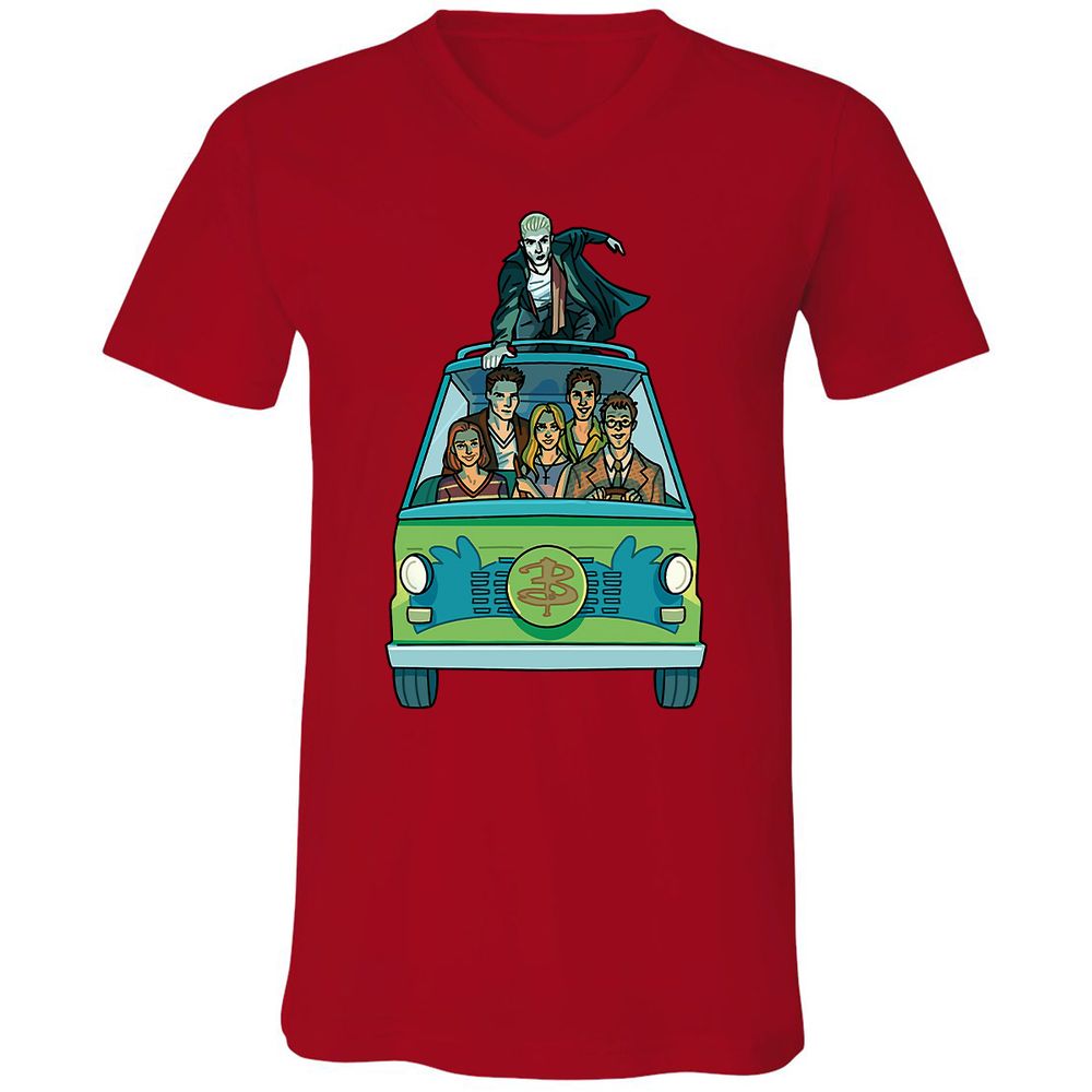 Unisex V-Neck T-Shirt - GWBPYJCQ - Red - 3
