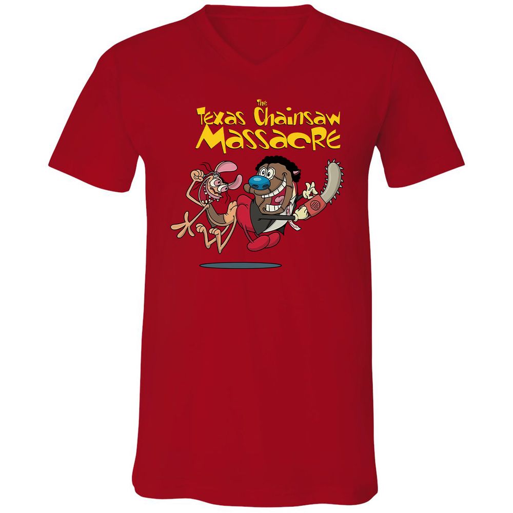 Unisex V-Neck T-Shirt - XM97VNKY - Red - 3