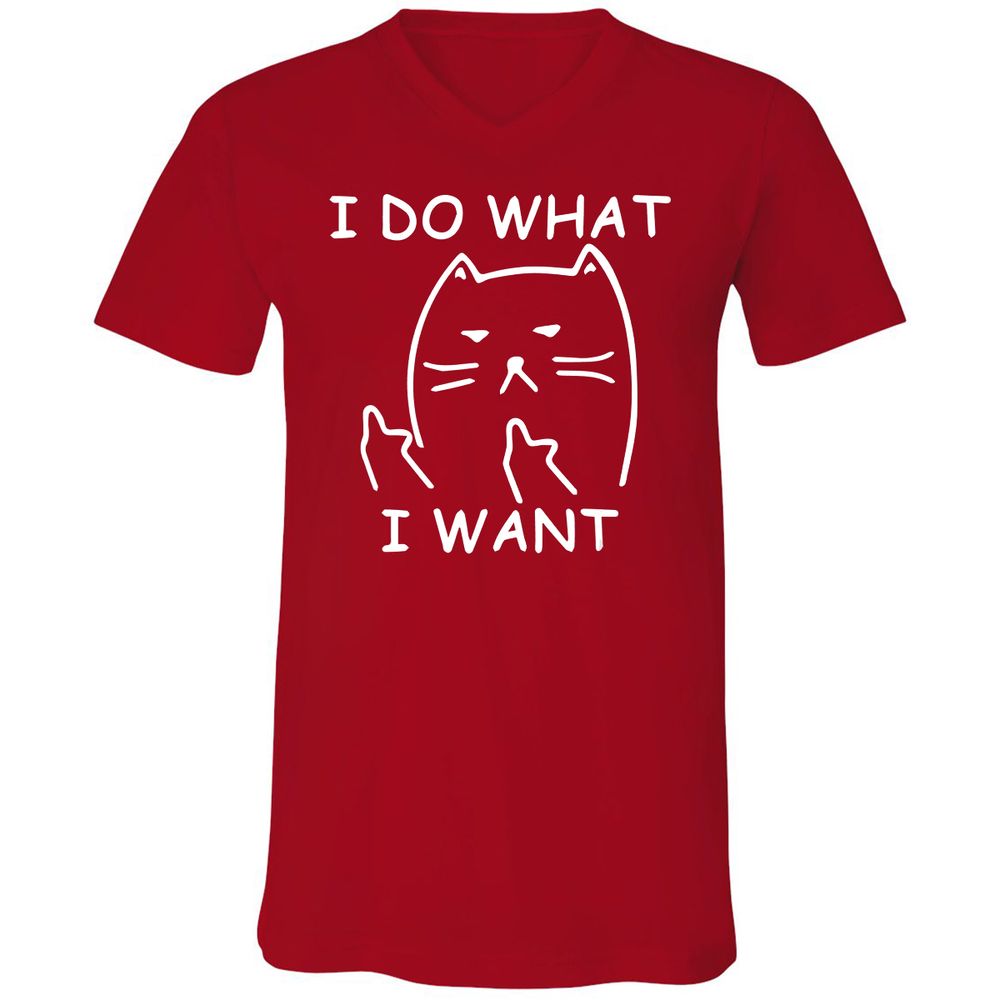 Unisex V-Neck T-Shirt - KYBC7HAG - Red - 3