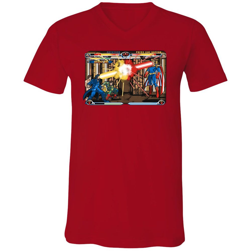 Unisex V-Neck T-Shirt - HQW6FF1K - Red - 3