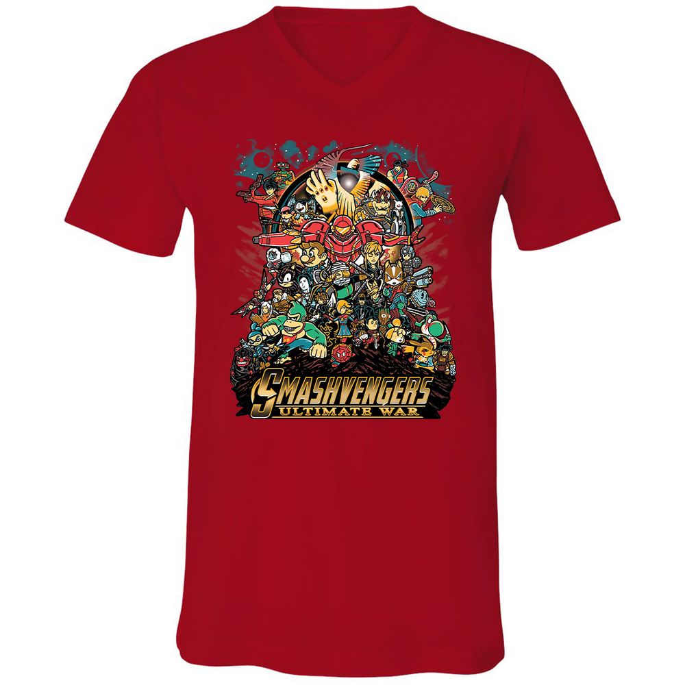 Unisex V-Neck T-Shirt - M4LCAVR5 - Red - 3