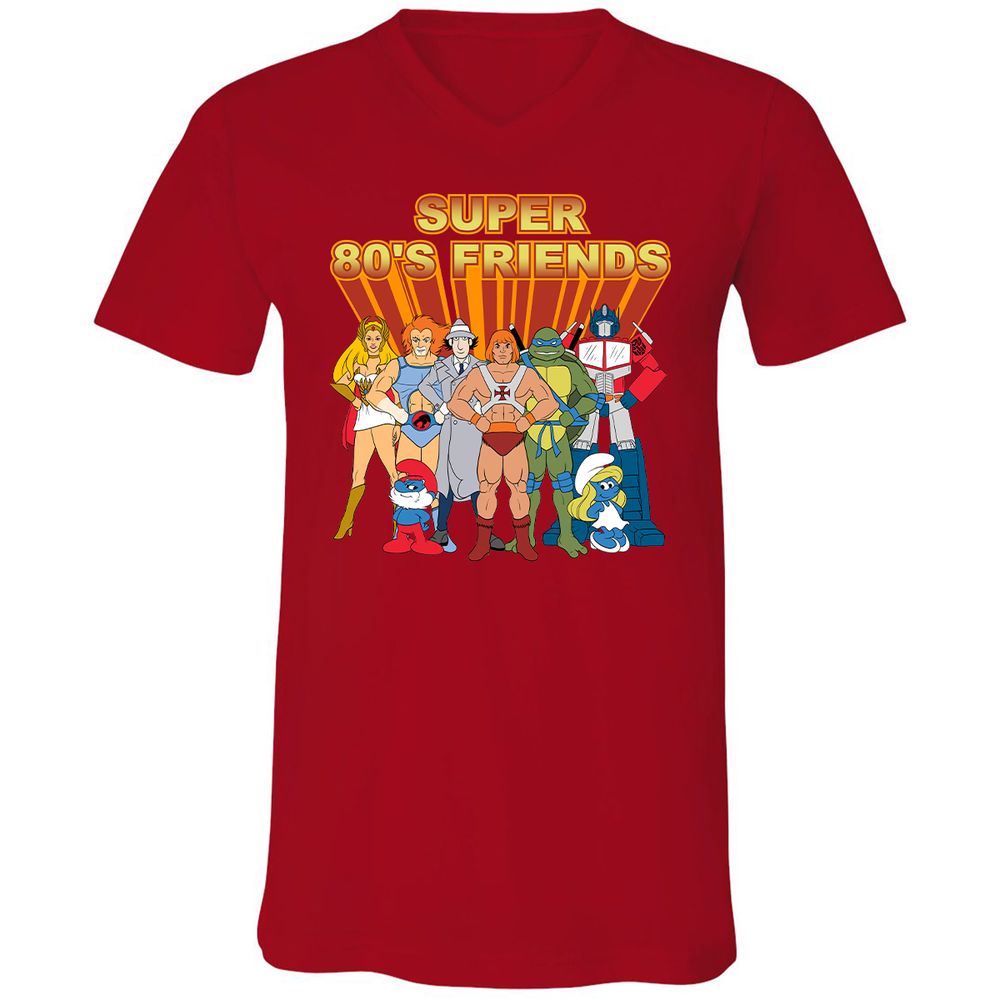 Unisex V-Neck T-Shirt - LXBDKXS9 - Red - 3