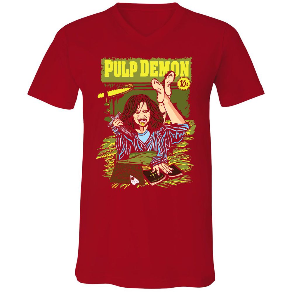 Unisex V-Neck T-Shirt - 51NCX2B6 - Red - 3