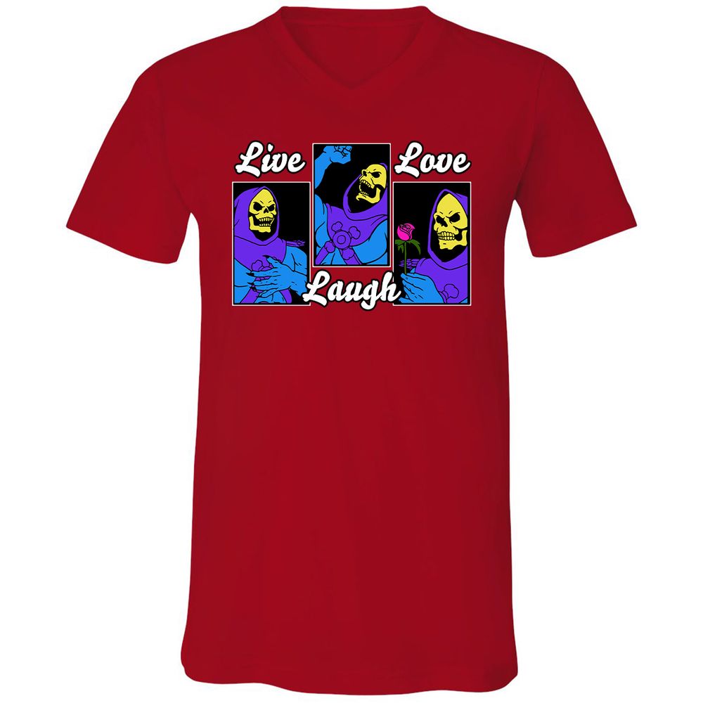 Unisex V-Neck T-Shirt - T62LVCJ7 - Red - 3