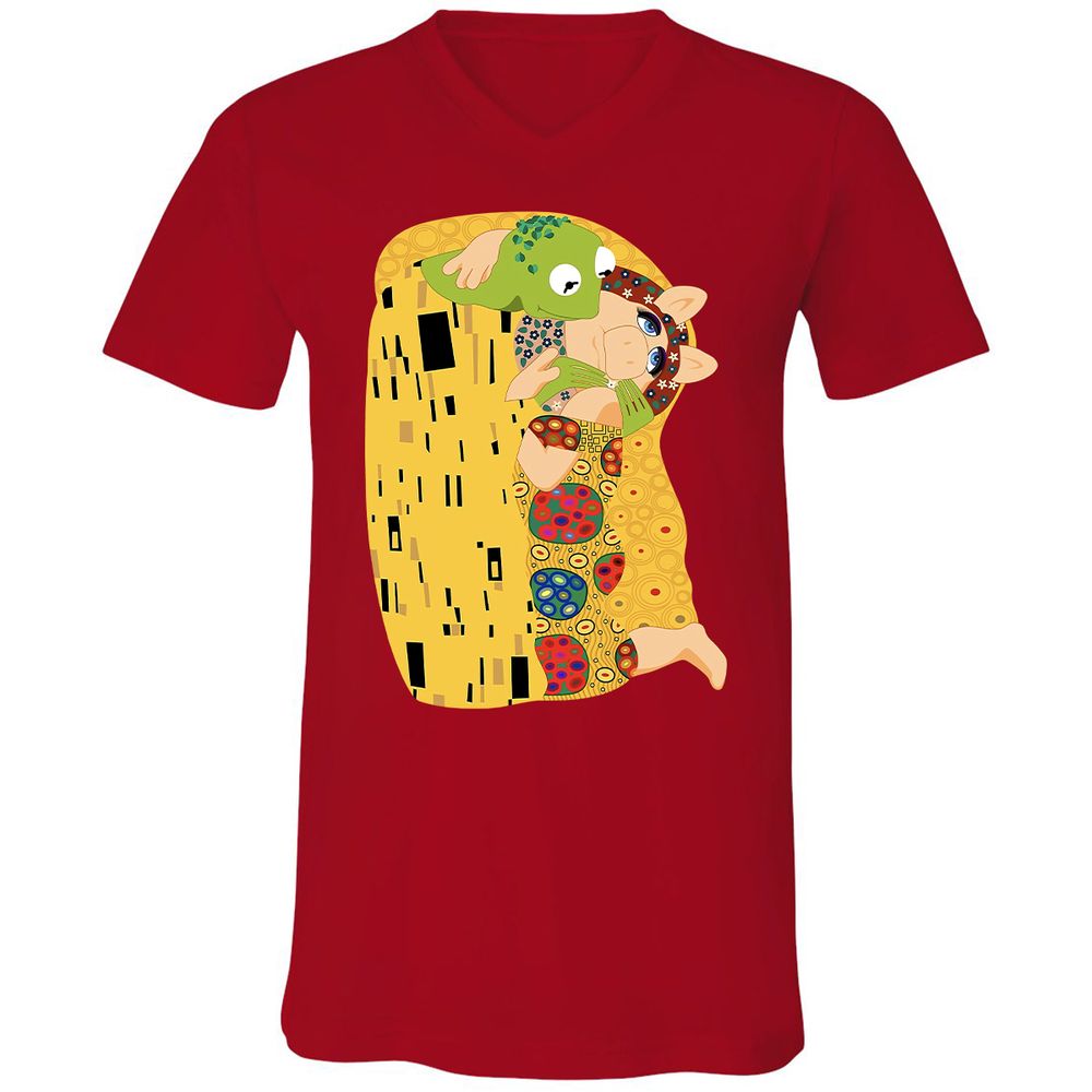 Unisex V-Neck T-Shirt - H1HMBCZ6 - Red - 3