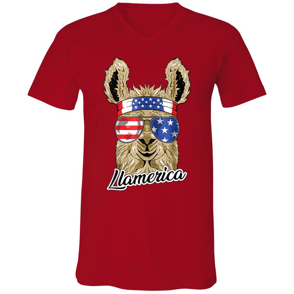 Unisex V-Neck T-Shirt - ZY4XCZ3M - Red - 3