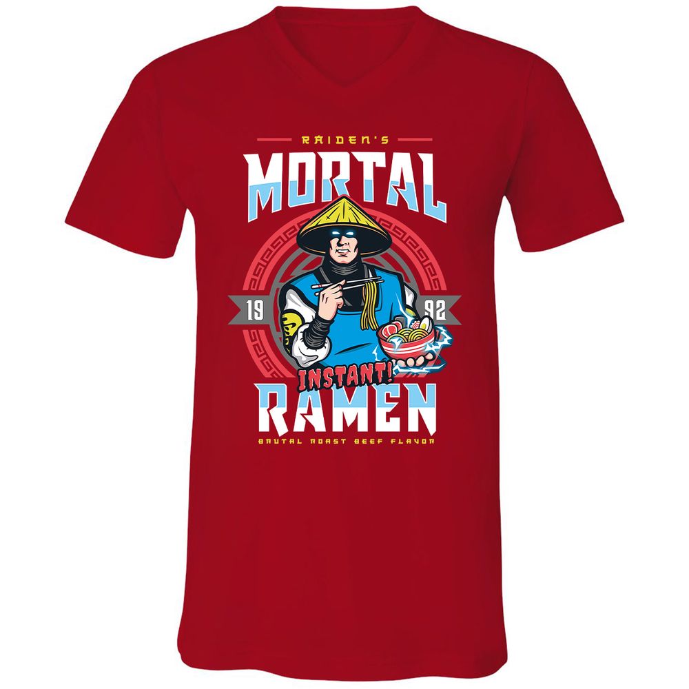 Unisex V-Neck T-Shirt - FFD3AUKJ - Red - 3