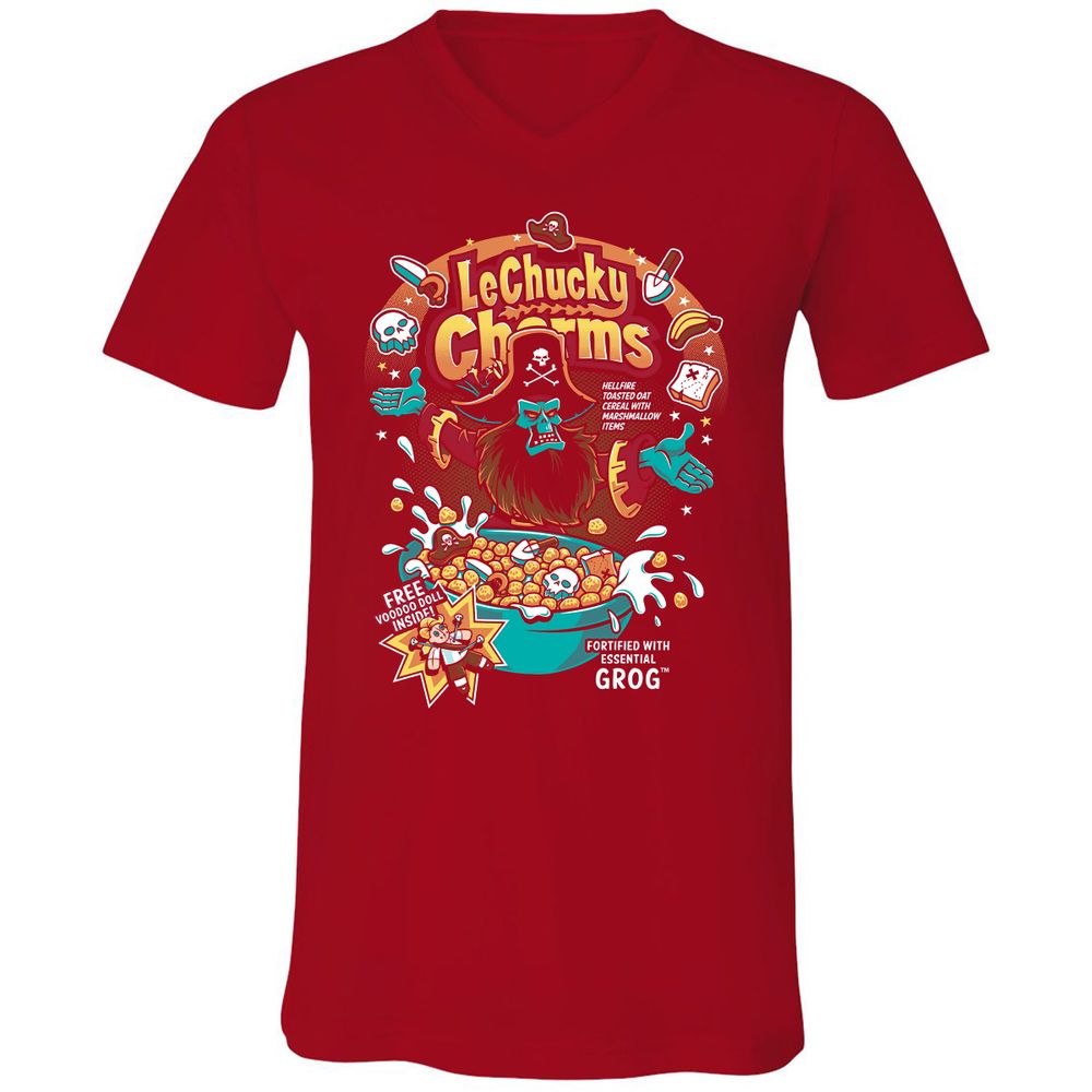 Unisex V-Neck T-Shirt - 8K6ZZV6G - Red - 3