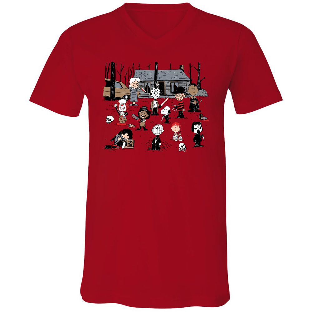 Unisex V-Neck T-Shirt - GV7X5B4P - Red - 3