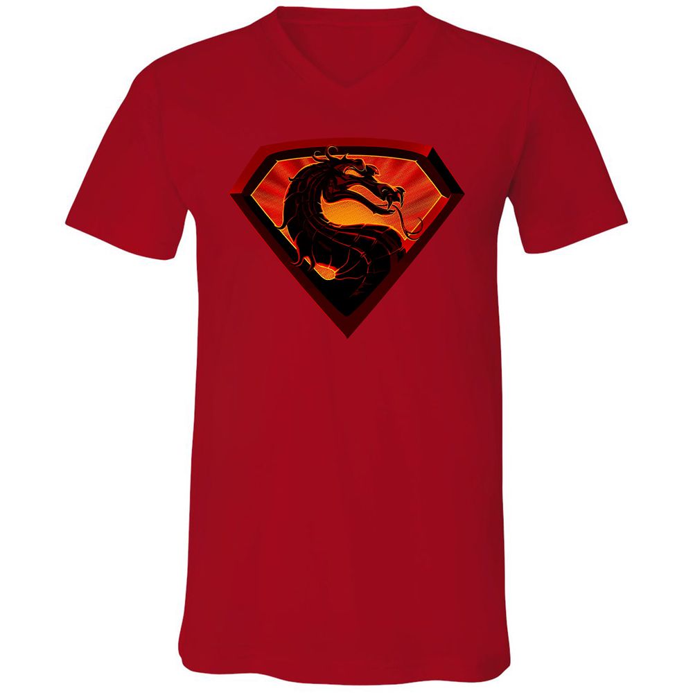 Unisex V-Neck T-Shirt - J6P92K4Q - Red - 3