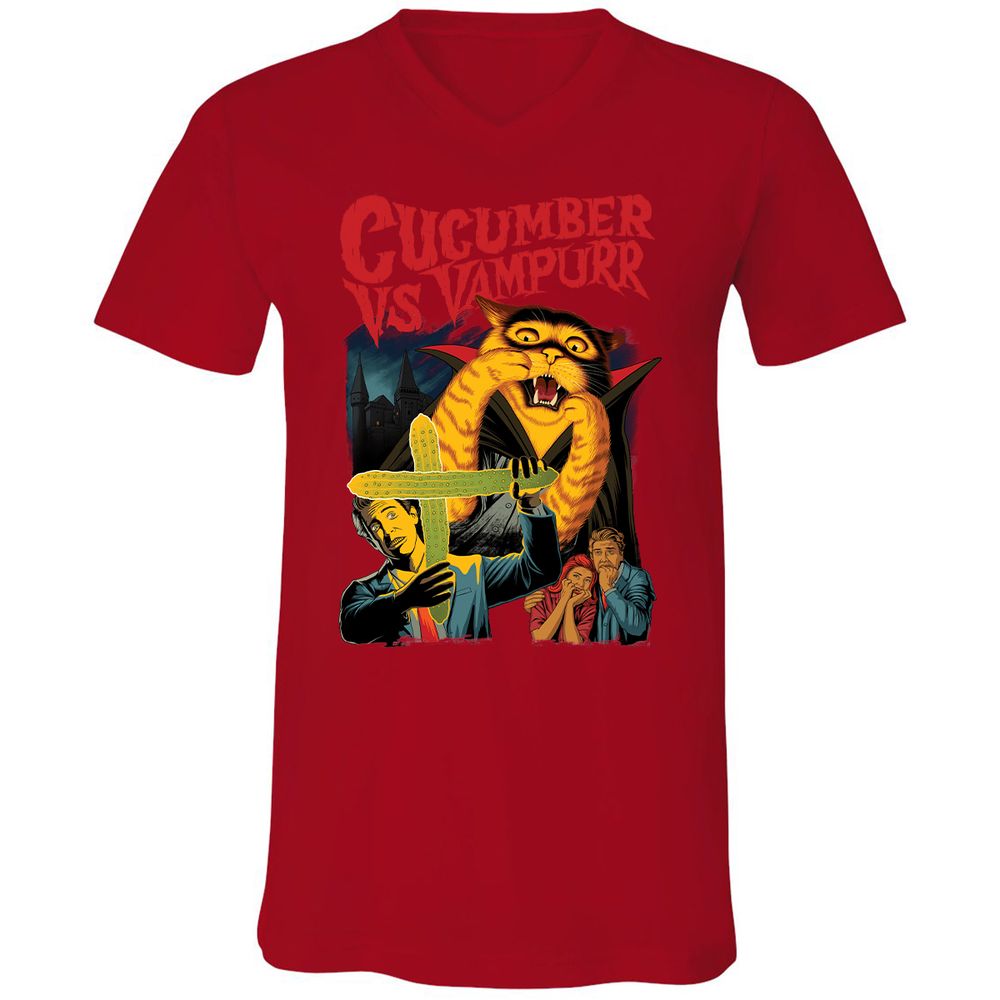 Unisex V-Neck T-Shirt - 3GF5JTE6 - Red - 3