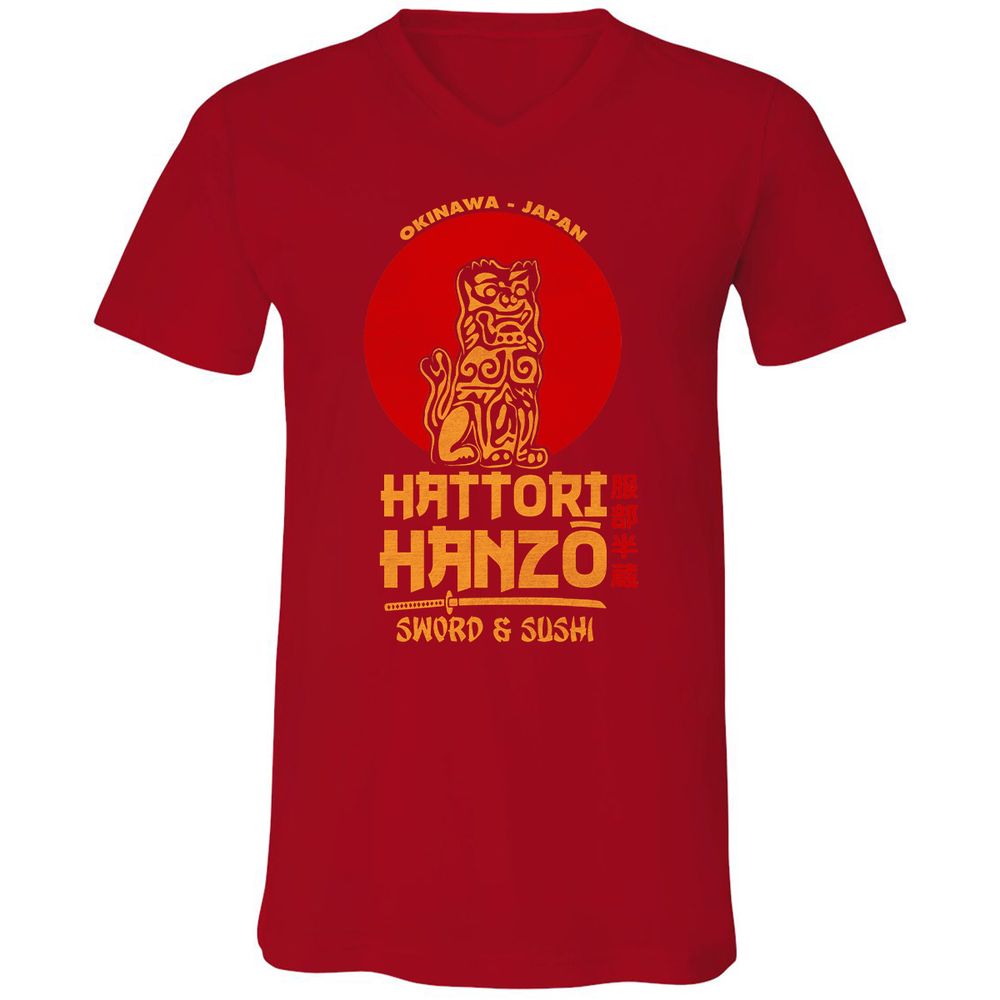 Unisex V-Neck T-Shirt - V3QV589B - Red - 3