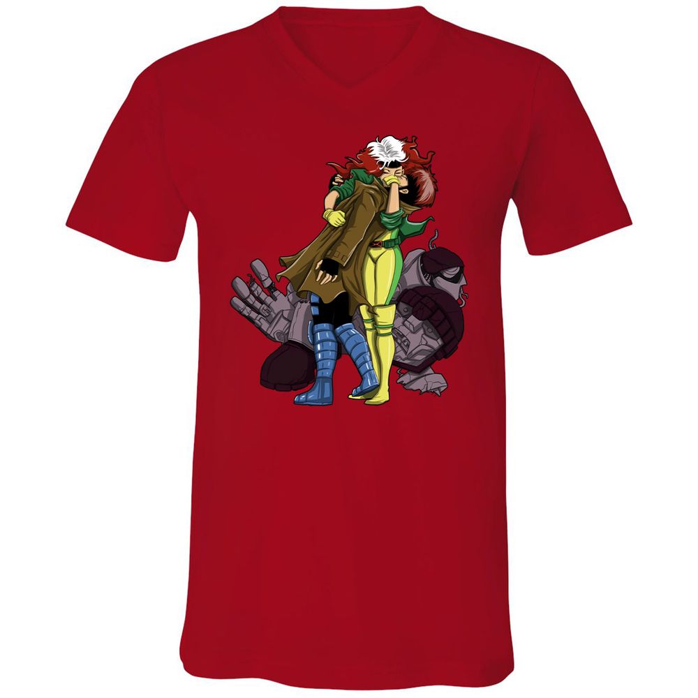 Unisex V-Neck T-Shirt - EYWFP9R9 - Red - 3