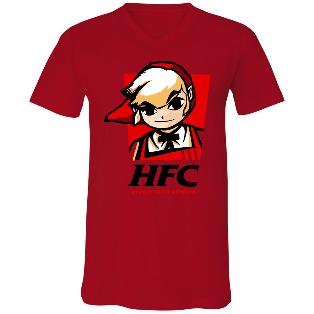 Unisex V-Neck T-Shirt - DGA8LWZX - Red - 3