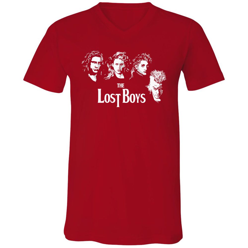 Unisex V-Neck T-Shirt - LMQCAUZQ - Red - 3