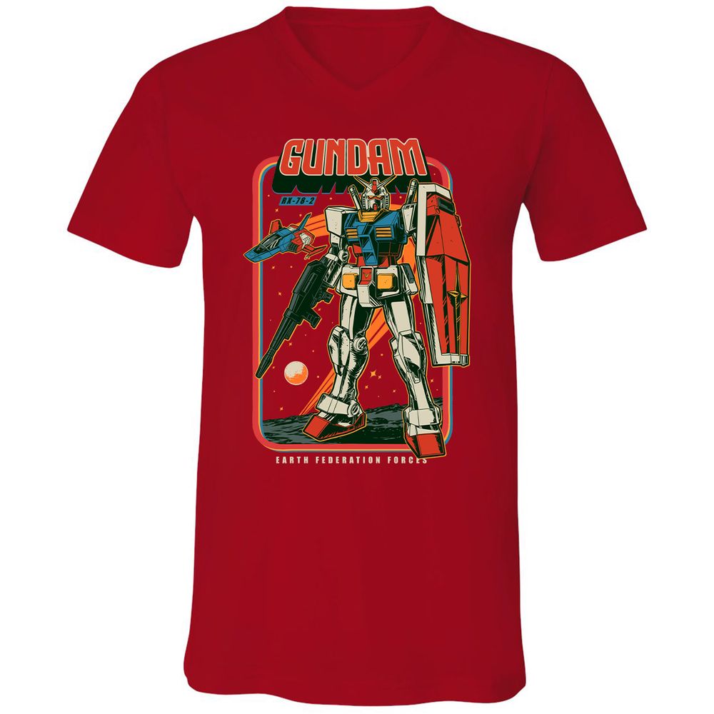 Unisex V-Neck T-Shirt - VGKDKHBZ - Red - 3