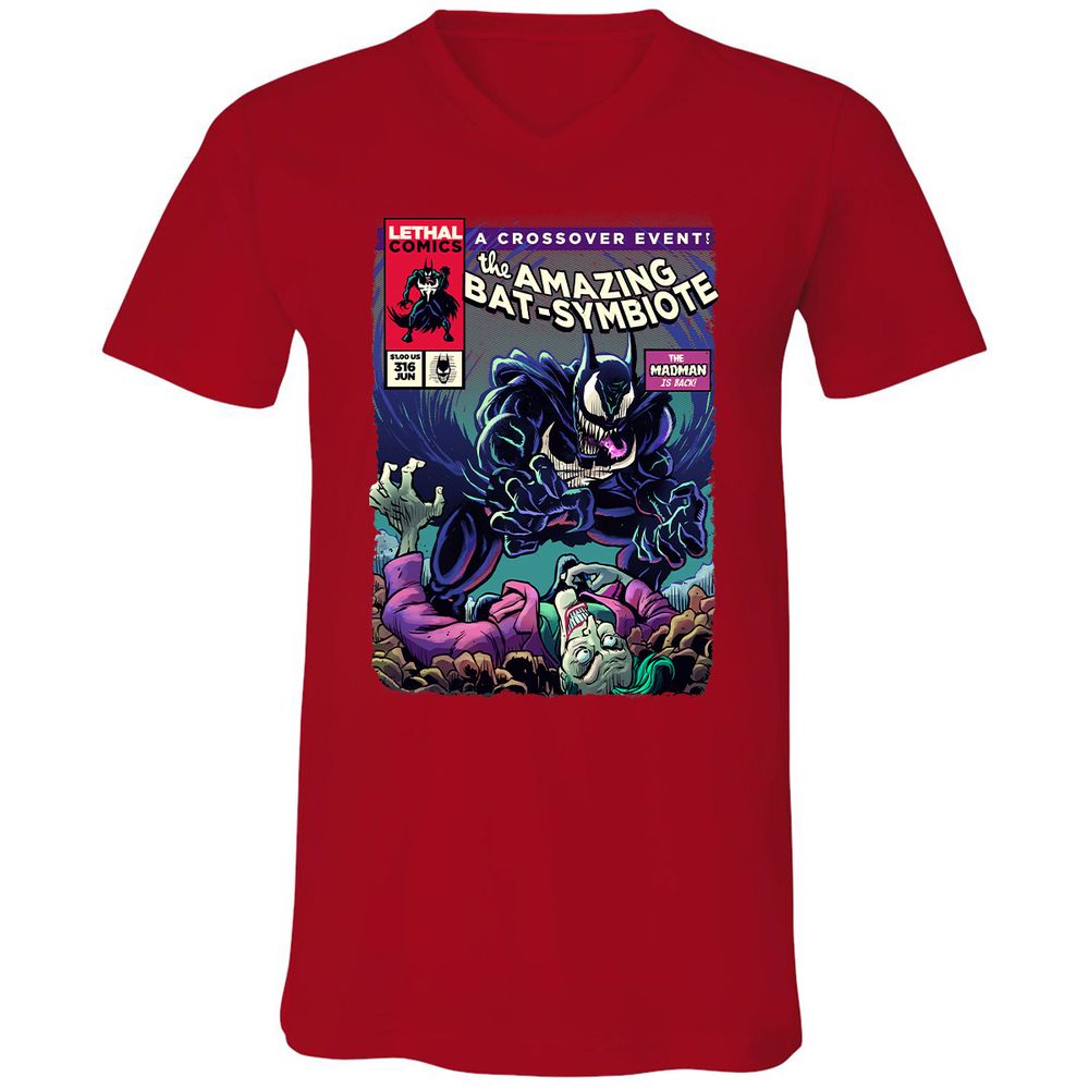 Unisex V-Neck T-Shirt - L9UWQ1BH - Red - 3