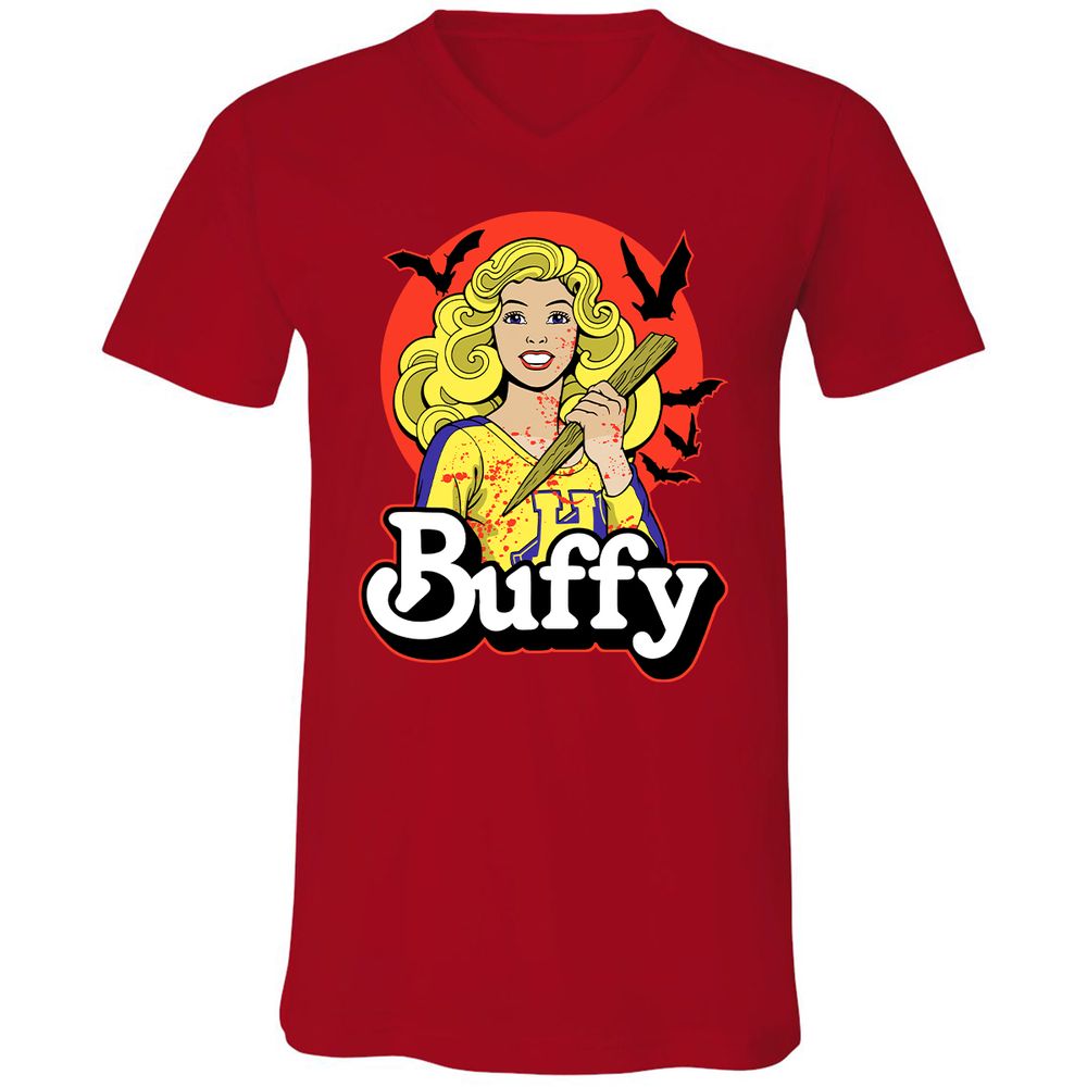 Unisex V-Neck T-Shirt - 5NQ9F77N - Red - 3