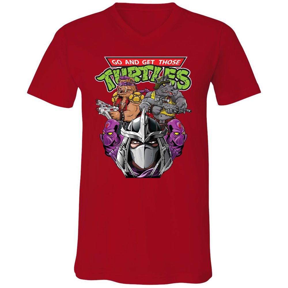 Unisex V-Neck T-Shirt - 73V5KE4S - Red - 3