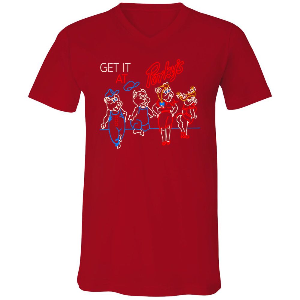 Unisex V-Neck T-Shirt - MADRW152 - Red - 3