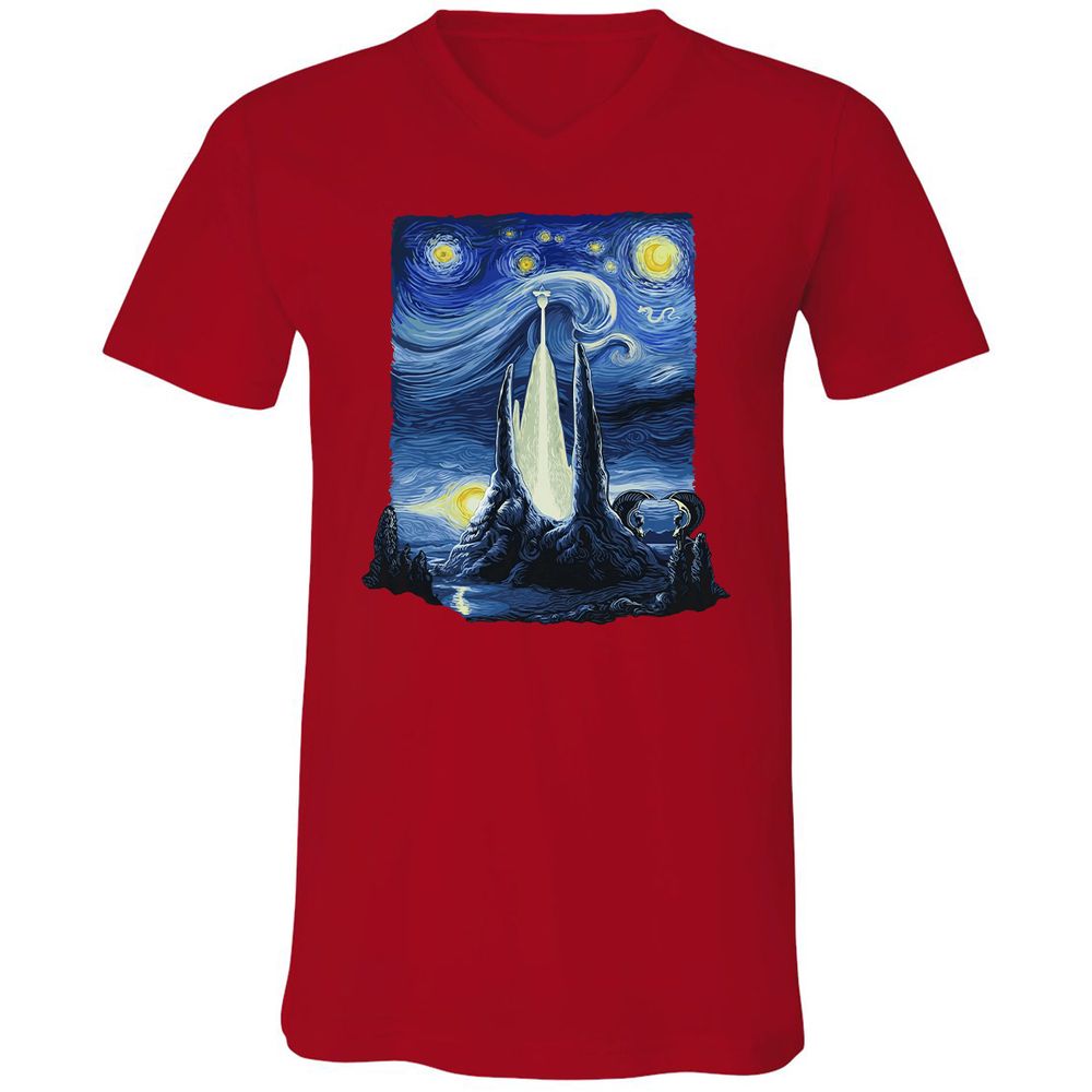 Unisex V-Neck T-Shirt - 5C6JR9D2 - Red - 3