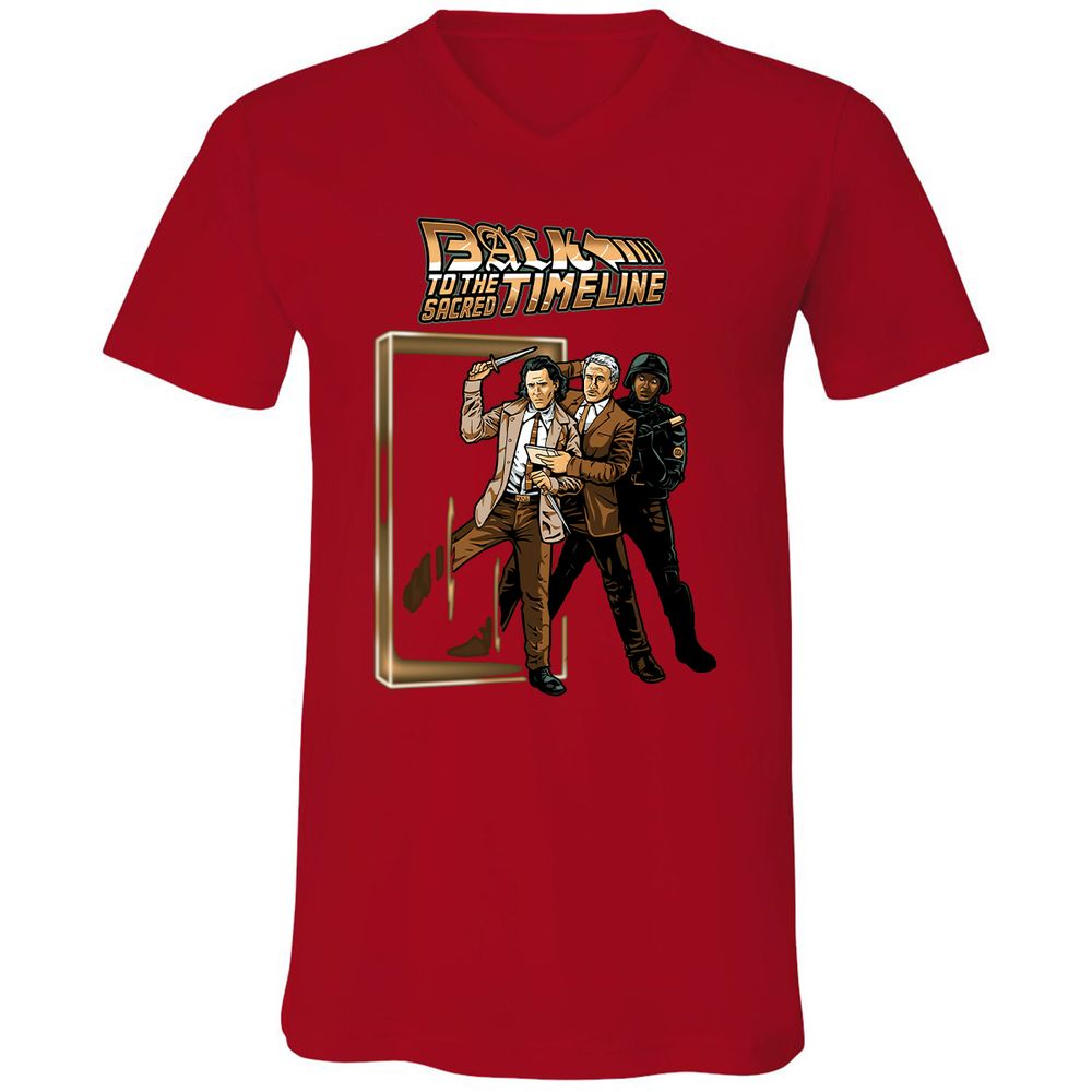 Unisex V-Neck T-Shirt - KJY83S2Q - Red - 3