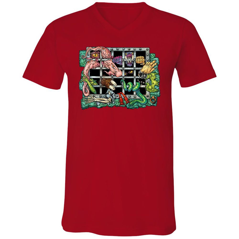 Unisex V-Neck T-Shirt - AGU3Q67Q - Red - 3