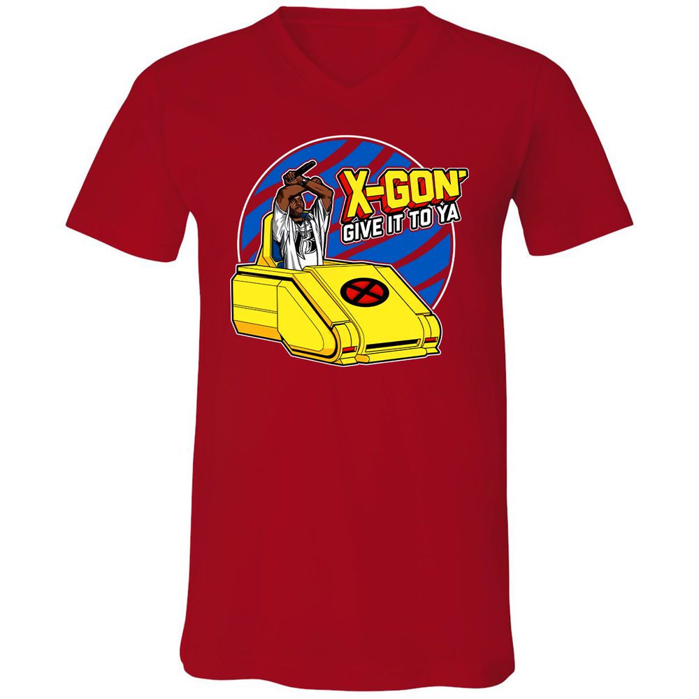 Unisex V-Neck T-Shirt - ZE6WX3FP - Red - 3