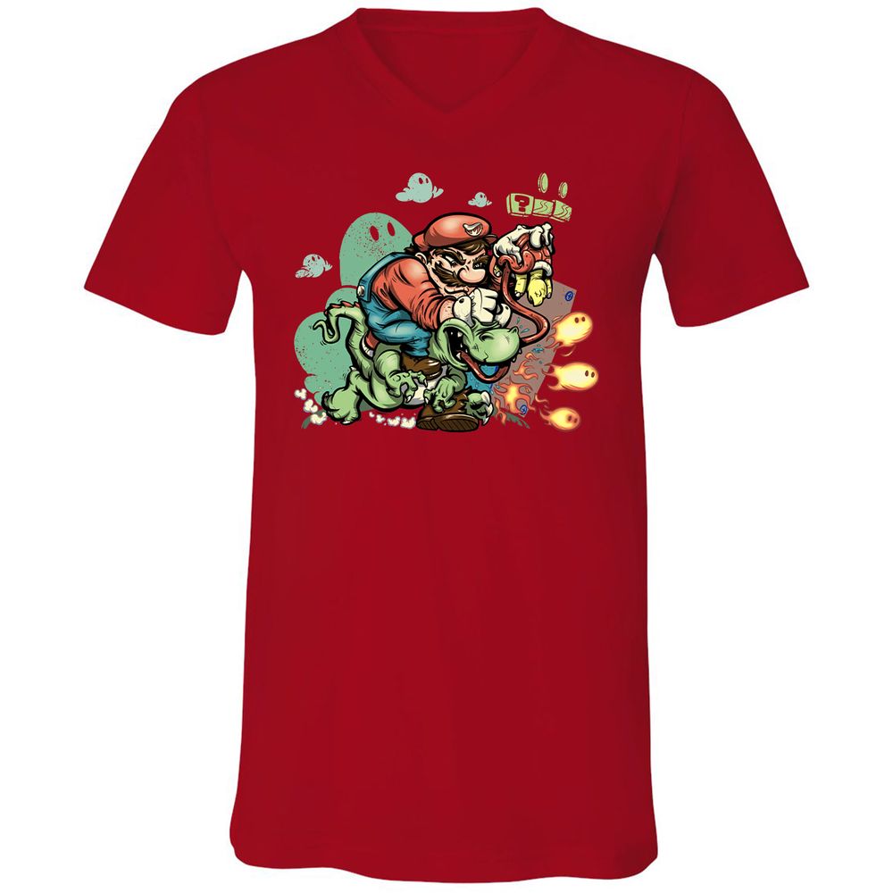 Unisex V-Neck T-Shirt - YWADZVZE - Red - 3