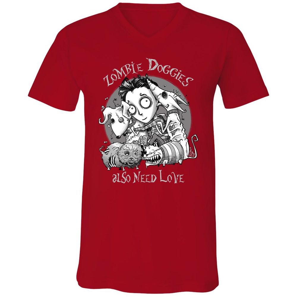 Unisex V-Neck T-Shirt - W2ARTKF4 - Red - 3
