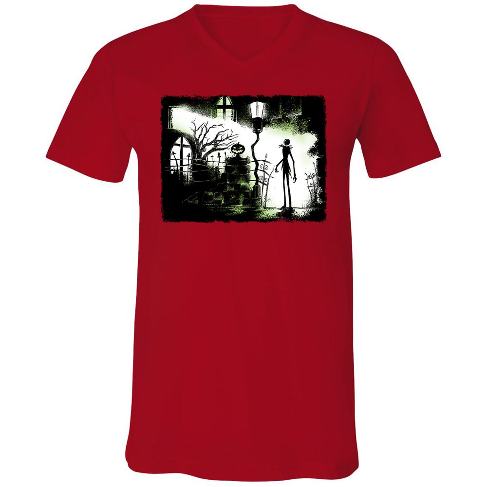 Unisex V-Neck T-Shirt - Black - Red - 3