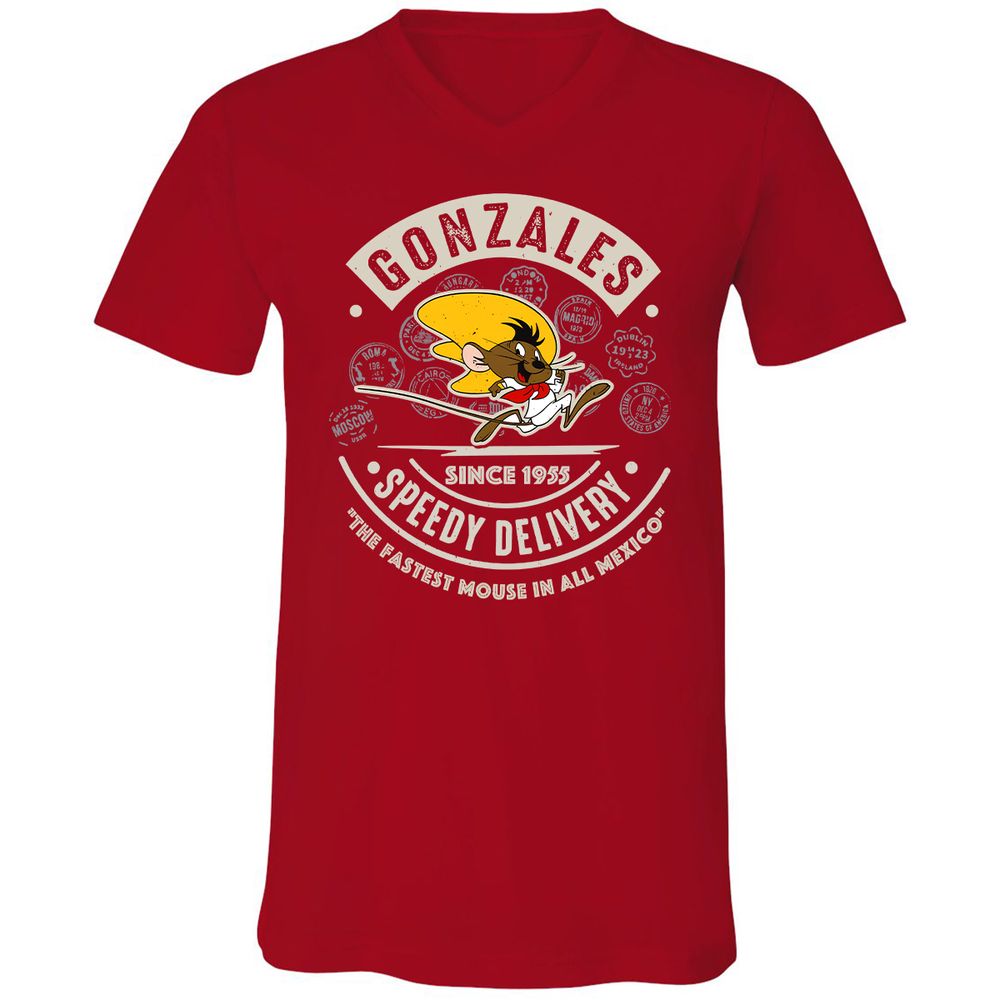 Unisex V-Neck T-Shirt - AA6QHQ7S - Red - 3