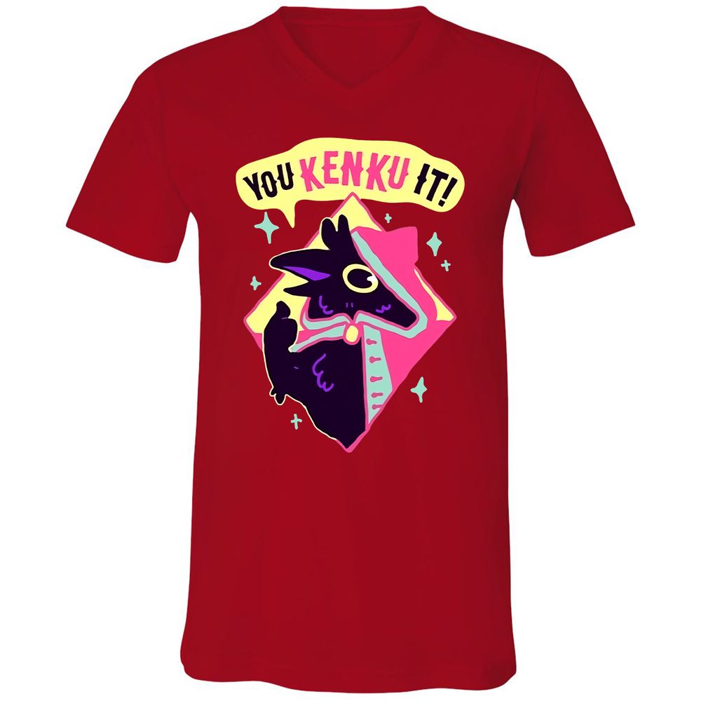 Unisex V-Neck T-Shirt - 4GUCF5S1 - Red - 3