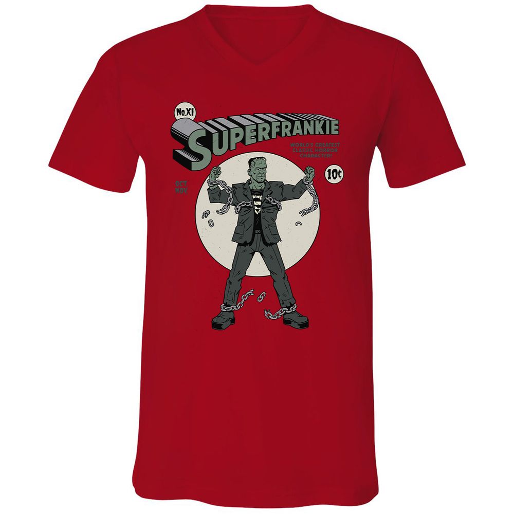 Unisex V-Neck T-Shirt - KBG7AU6R - Red - 3