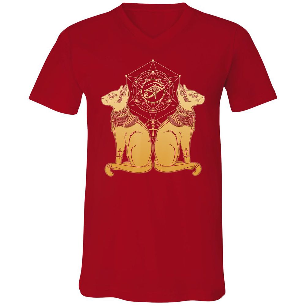 Unisex V-Neck T-Shirt - VLDGSY9W - Red - 3