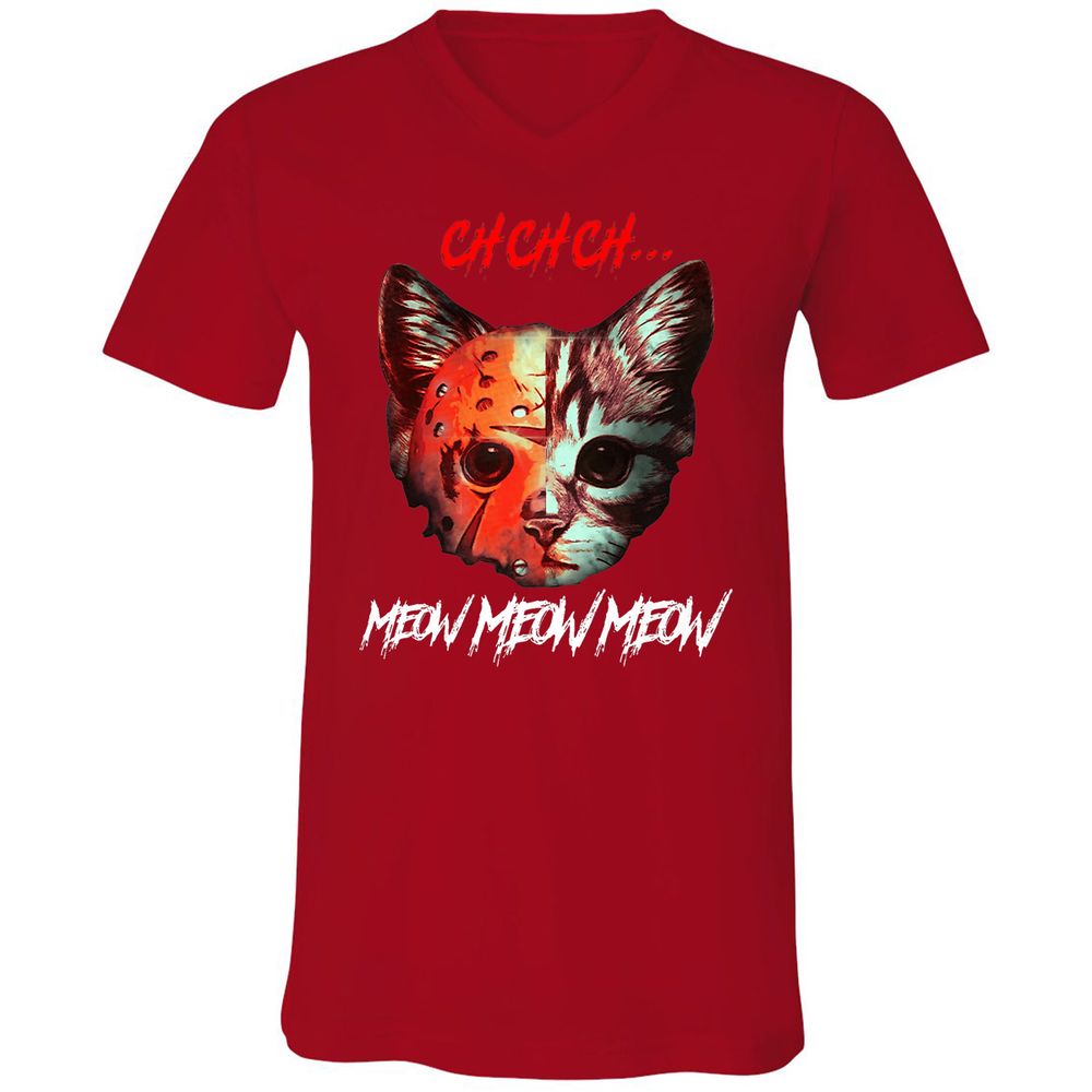 Unisex V-Neck T-Shirt - 75NSGXPQ - Red - 3