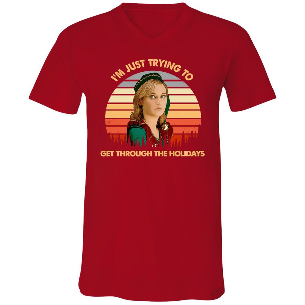 Unisex V-Neck T-Shirt - 12Y2E433 - Red - 3