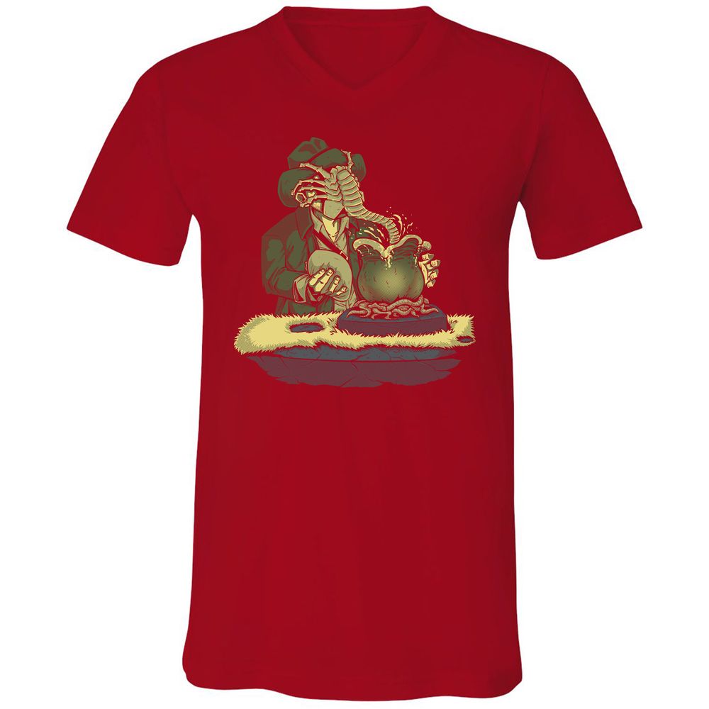 Unisex V-Neck T-Shirt - 33Q1ERK5 - Red - 3