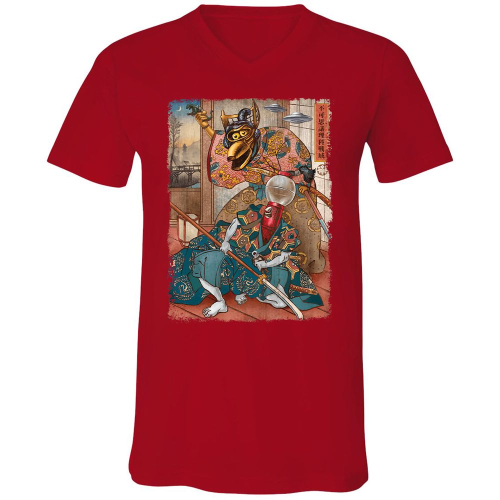 Unisex V-Neck T-Shirt - W9TTMX4X - Red - 3