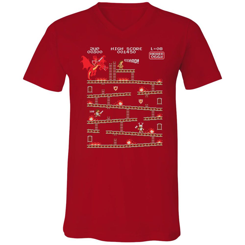Unisex V-Neck T-Shirt - YJNM7NTU - Red - 3