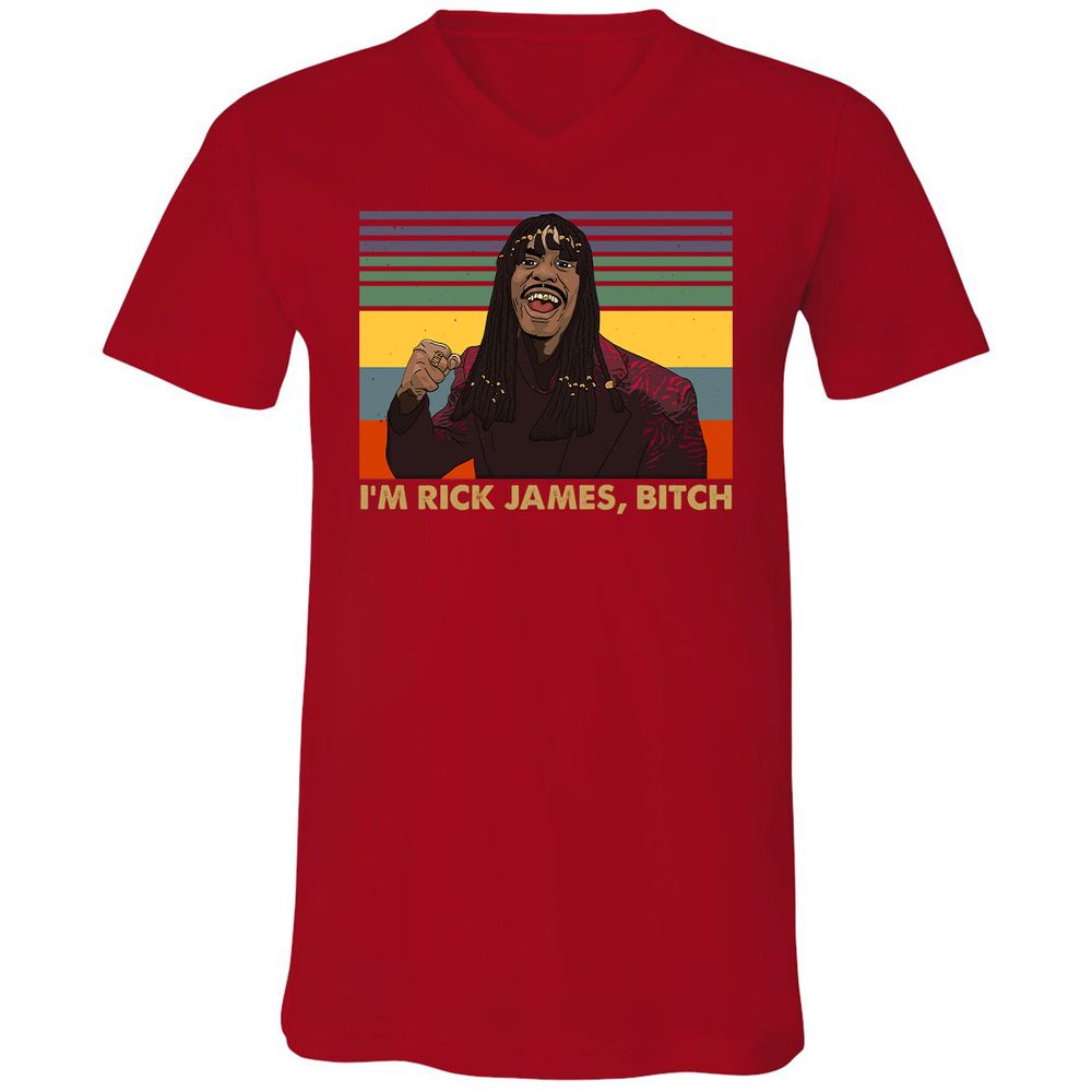 Unisex V-Neck T-Shirt - YCVB7CZR - Red - 3