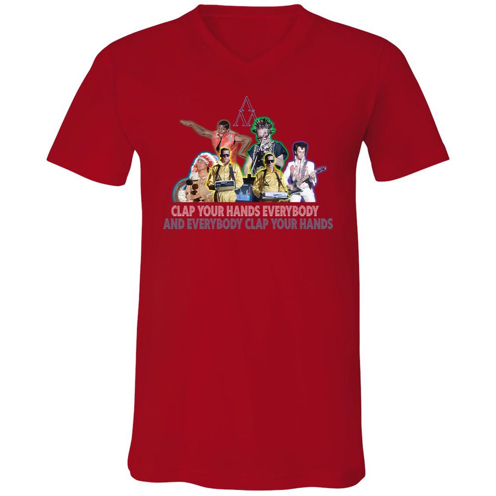 Unisex V-Neck T-Shirt - 5JR2NCLV - Red - 3