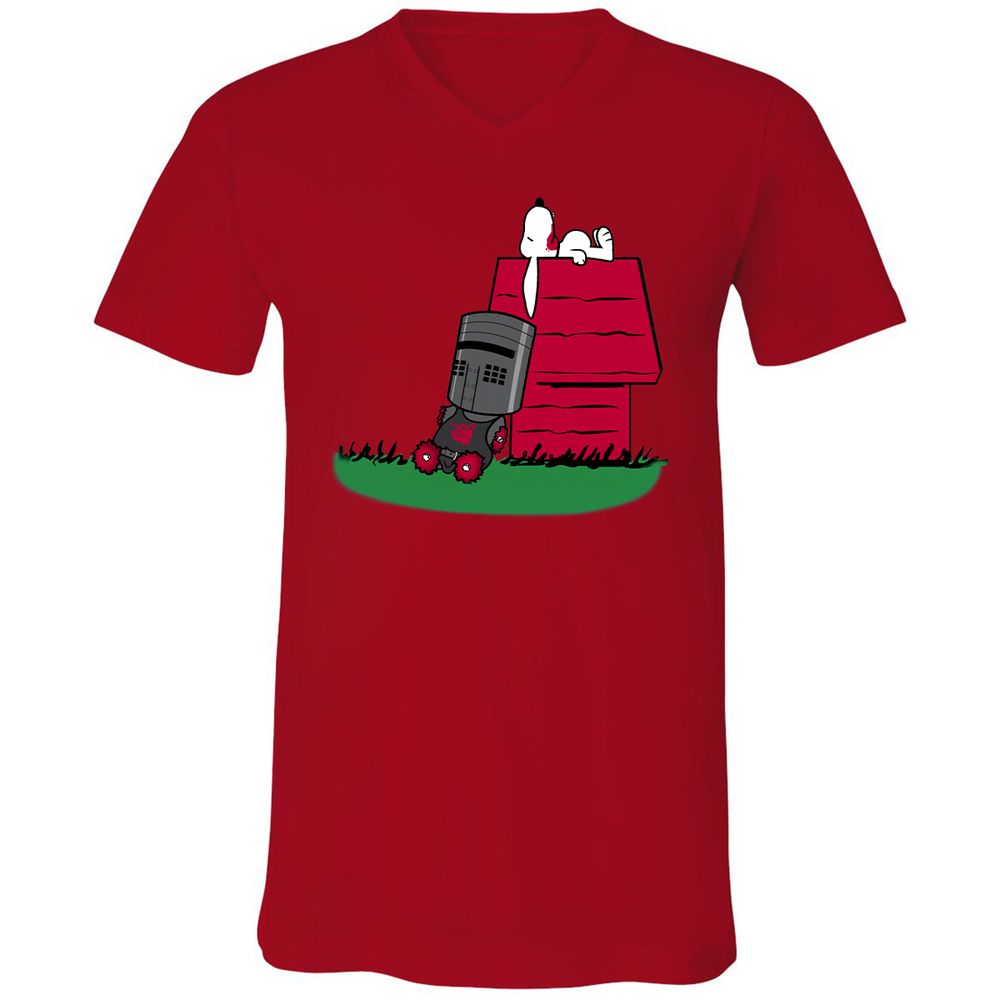 Unisex V-Neck T-Shirt - E97P5S6R - Red - 3