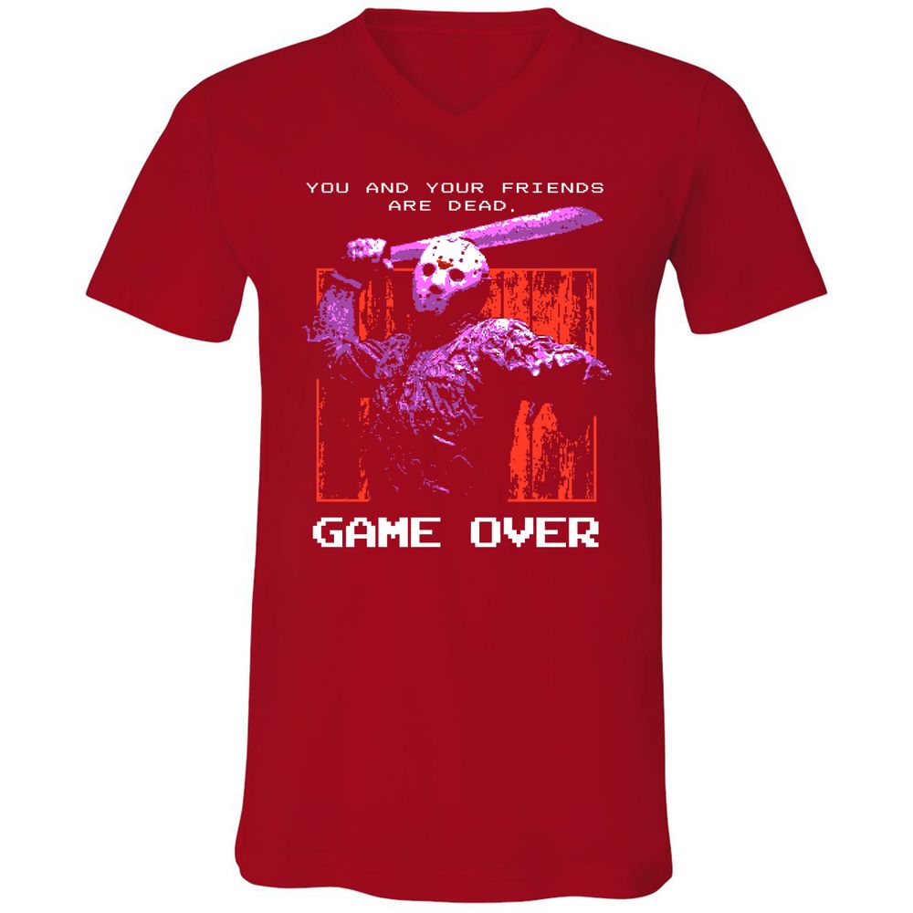 Unisex V-Neck T-Shirt - 62U8UXHT - Red - 3