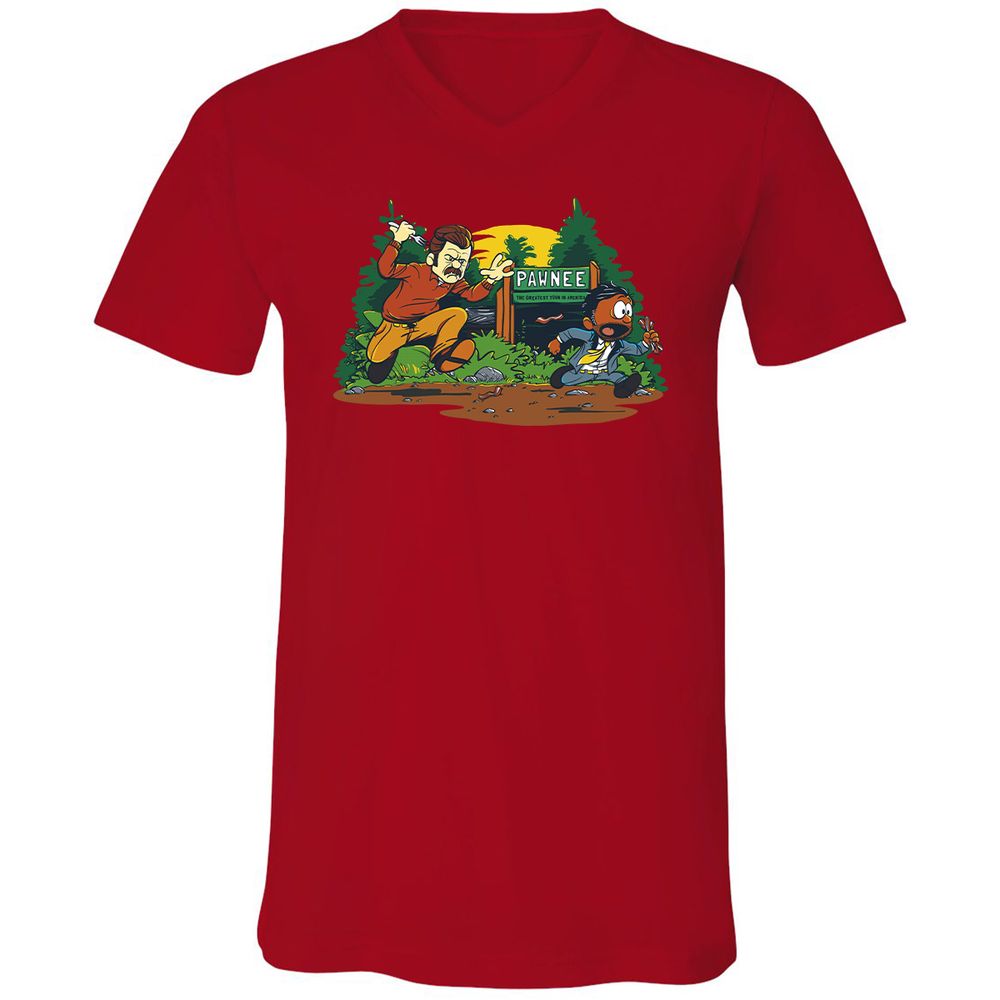 Unisex V-Neck T-Shirt - ZCJ269H9 - Red - 3