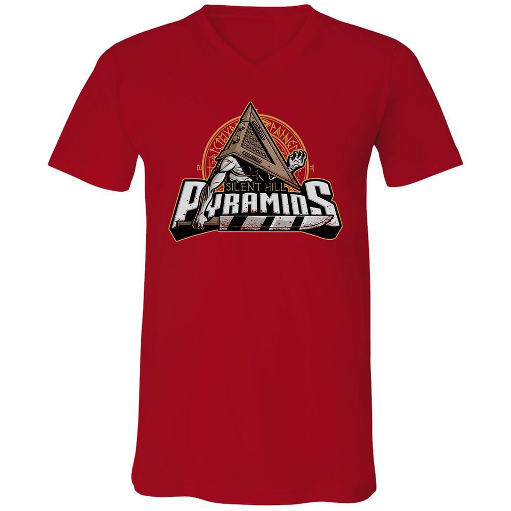 Unisex V-Neck T-Shirt - YXBG6ET9 - Red - 3