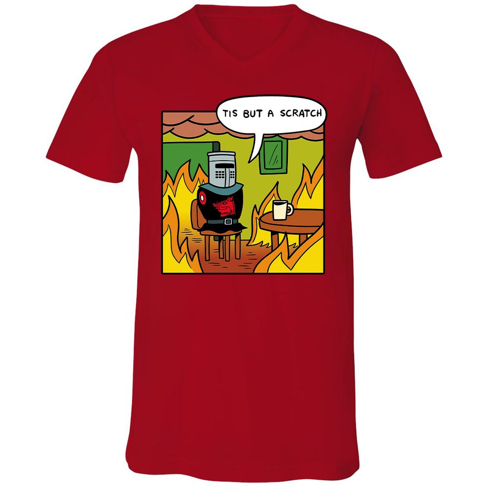 Unisex V-Neck T-Shirt - B2739Q57 - Red - 3