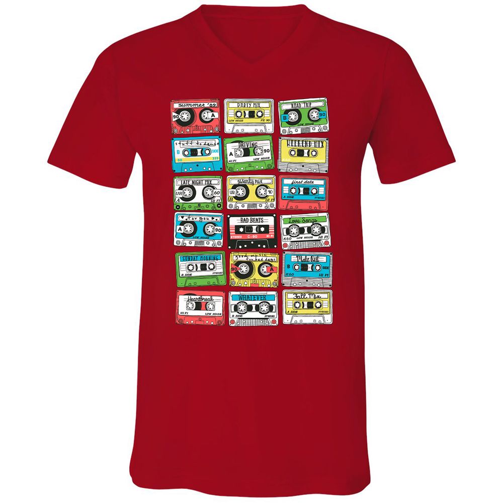 Unisex V-Neck T-Shirt - R7CGAYB4 - Red - 3